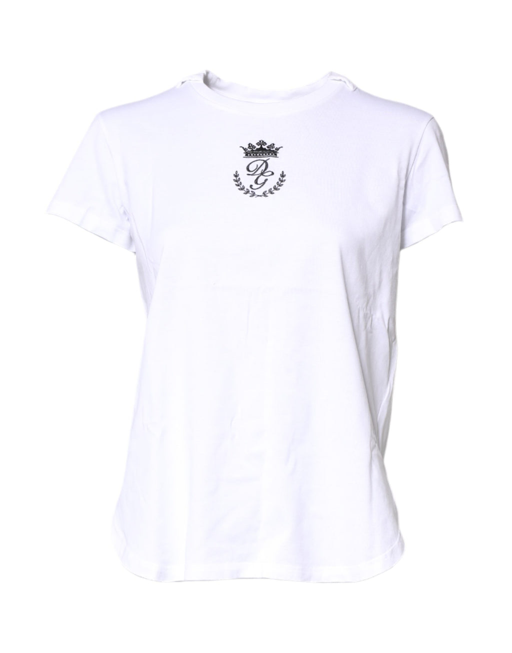 White Logo Crown Cotton Crew Neck T-shirt