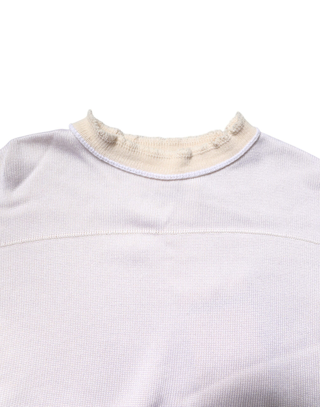 White Viscose Crew Neck Long Sleeves Pullover Sweater