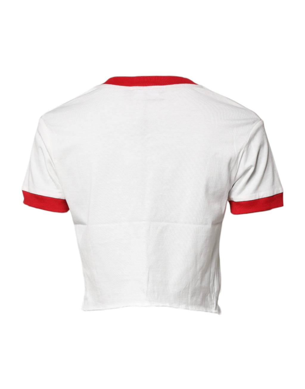 White Printed Round Neck Cropped Top T-shirt