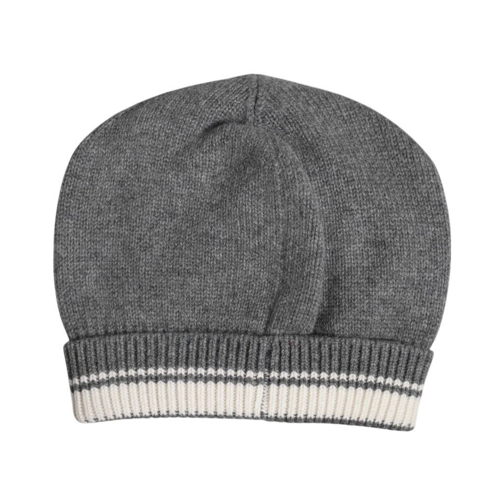 Gray Cashmere Knitted Winter Beanie Hat