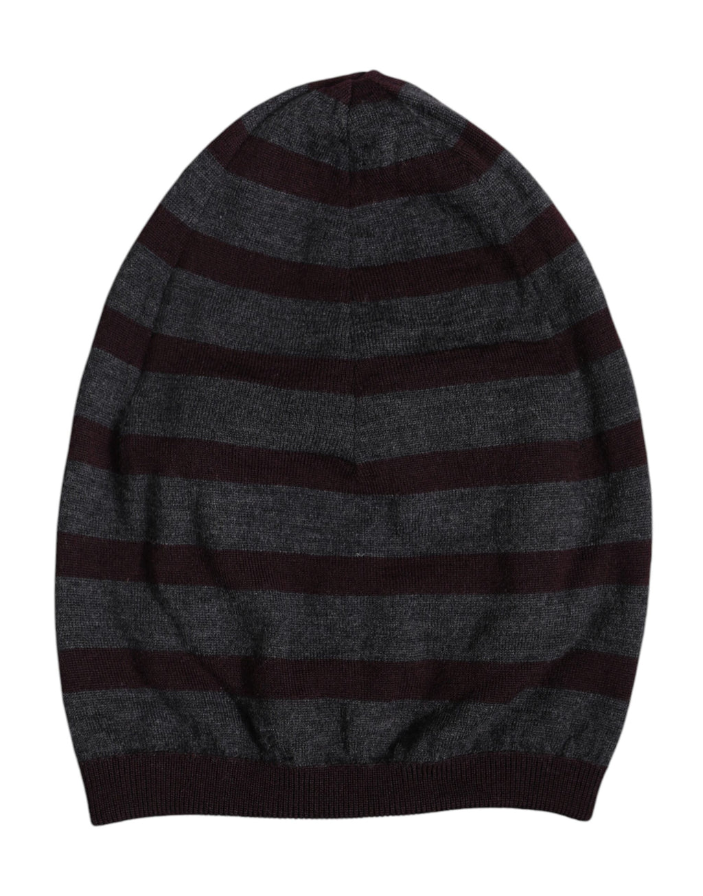 Gray Striped Wool Knitted Winter Beanie Hat