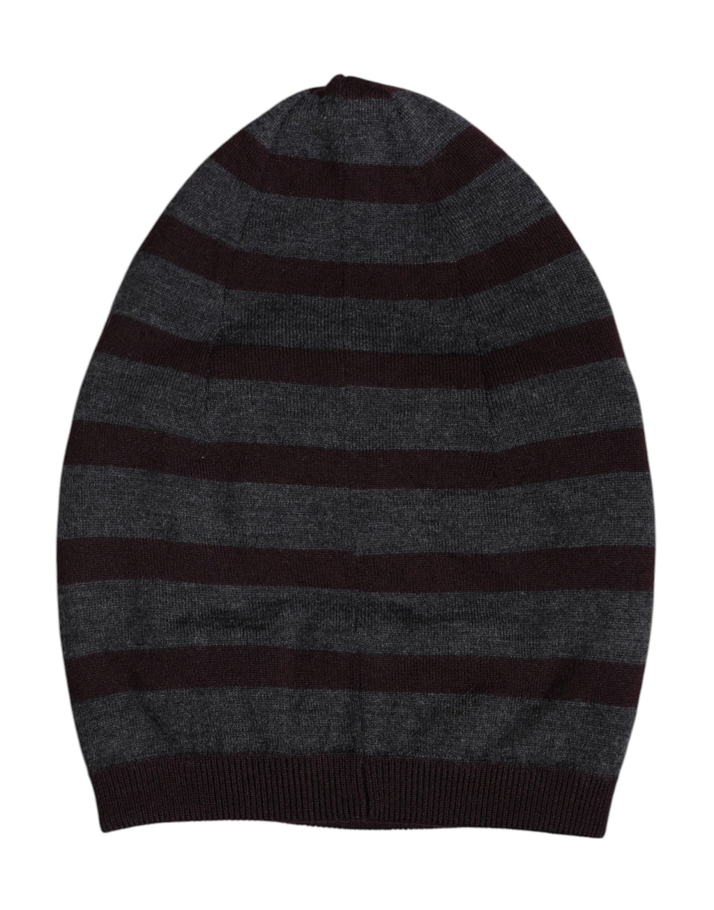 Gray Striped Wool Knitted Winter Beanie Hat