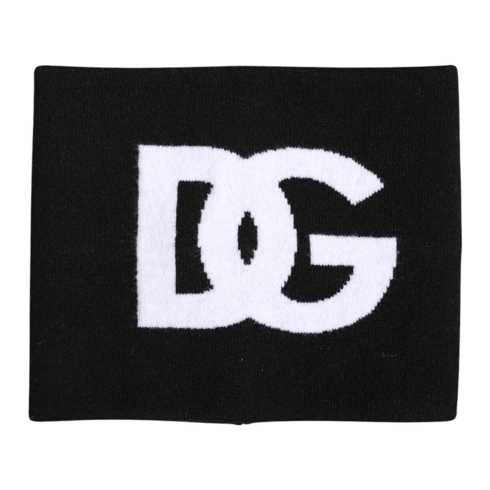 Black White Logo Print Knitted Neck Warmer Scarf