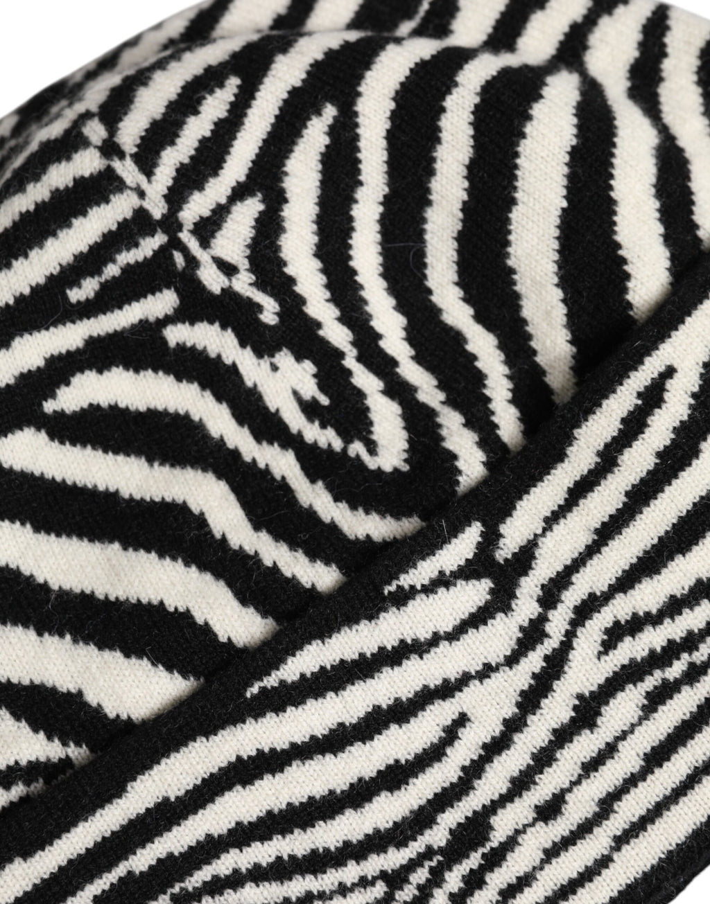 Black White Zebra Knitted Winter Beanie Hat