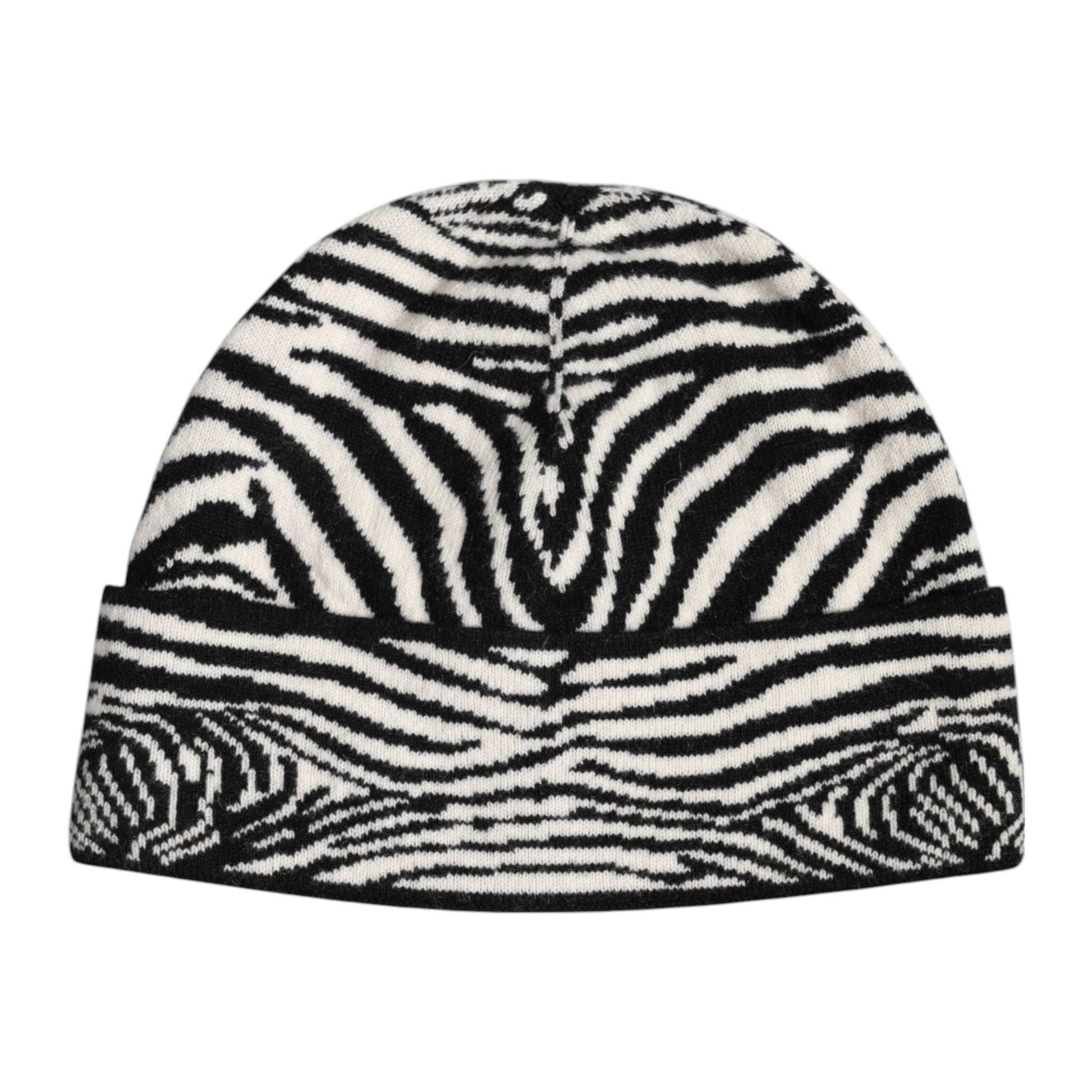 Black White Zebra Knitted Winter Beanie Hat