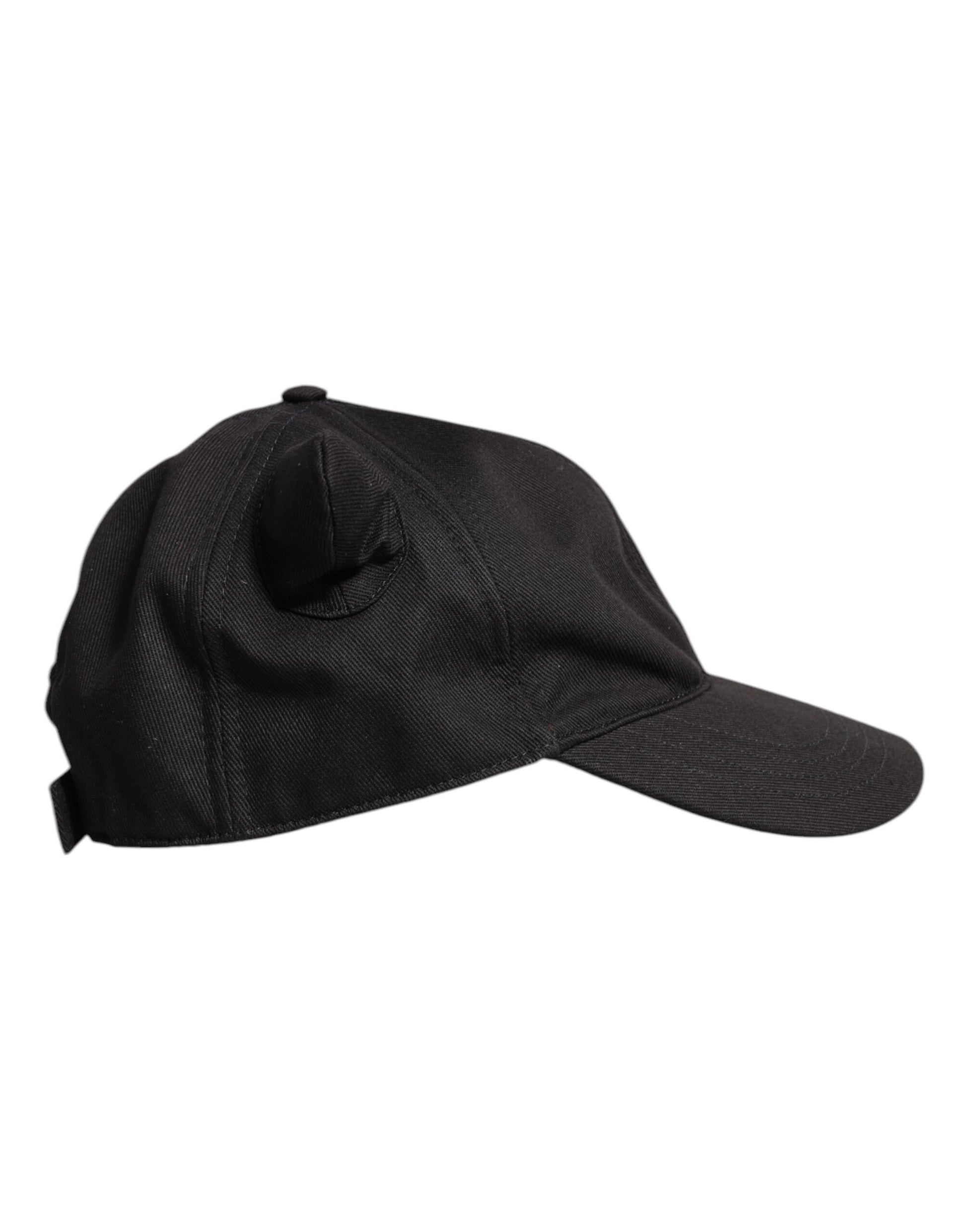 Black Cotton Logo Patch 6 Panels Baseball Cap