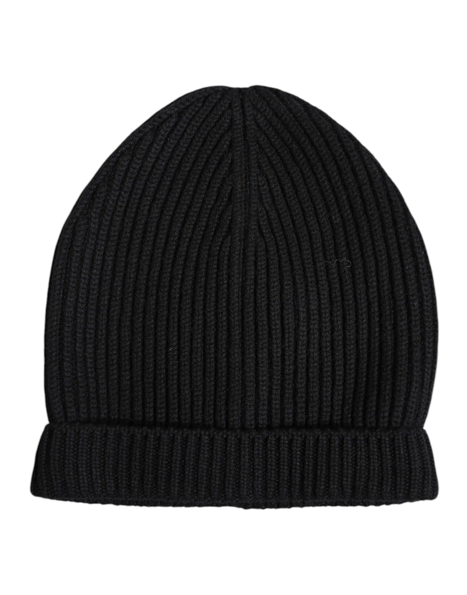 Black Cashmere Knitted Winter Beanie Hat