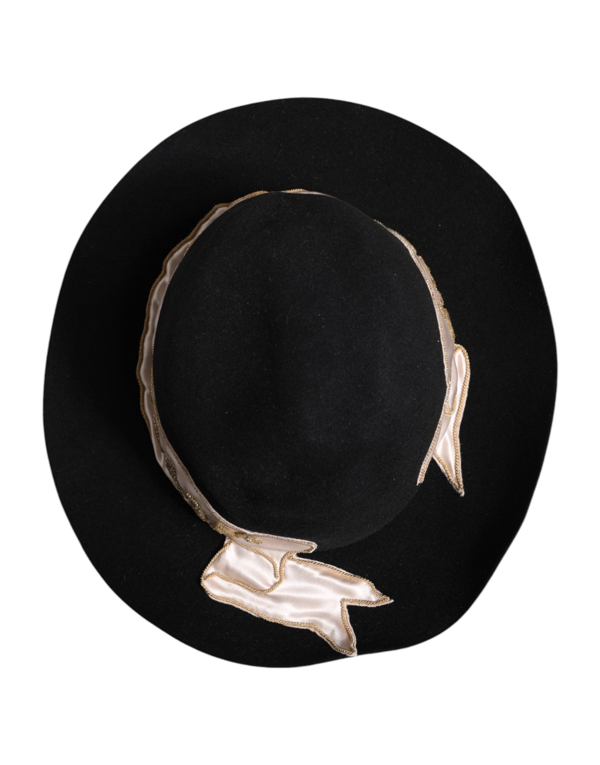 Black Logo Sequin Embroidery Wide Brim Hat