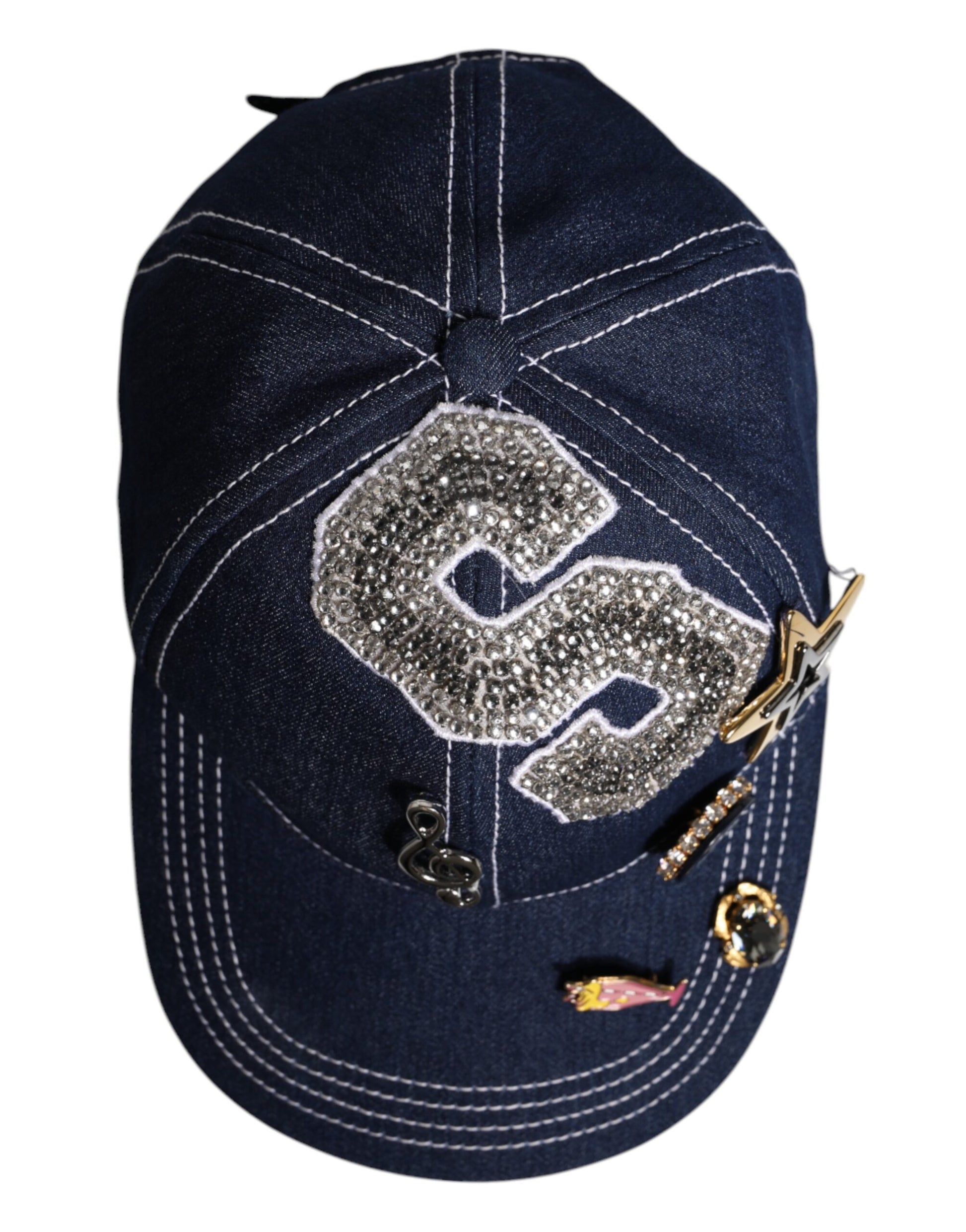 Blue Crystal Embellishment Baseball Cap