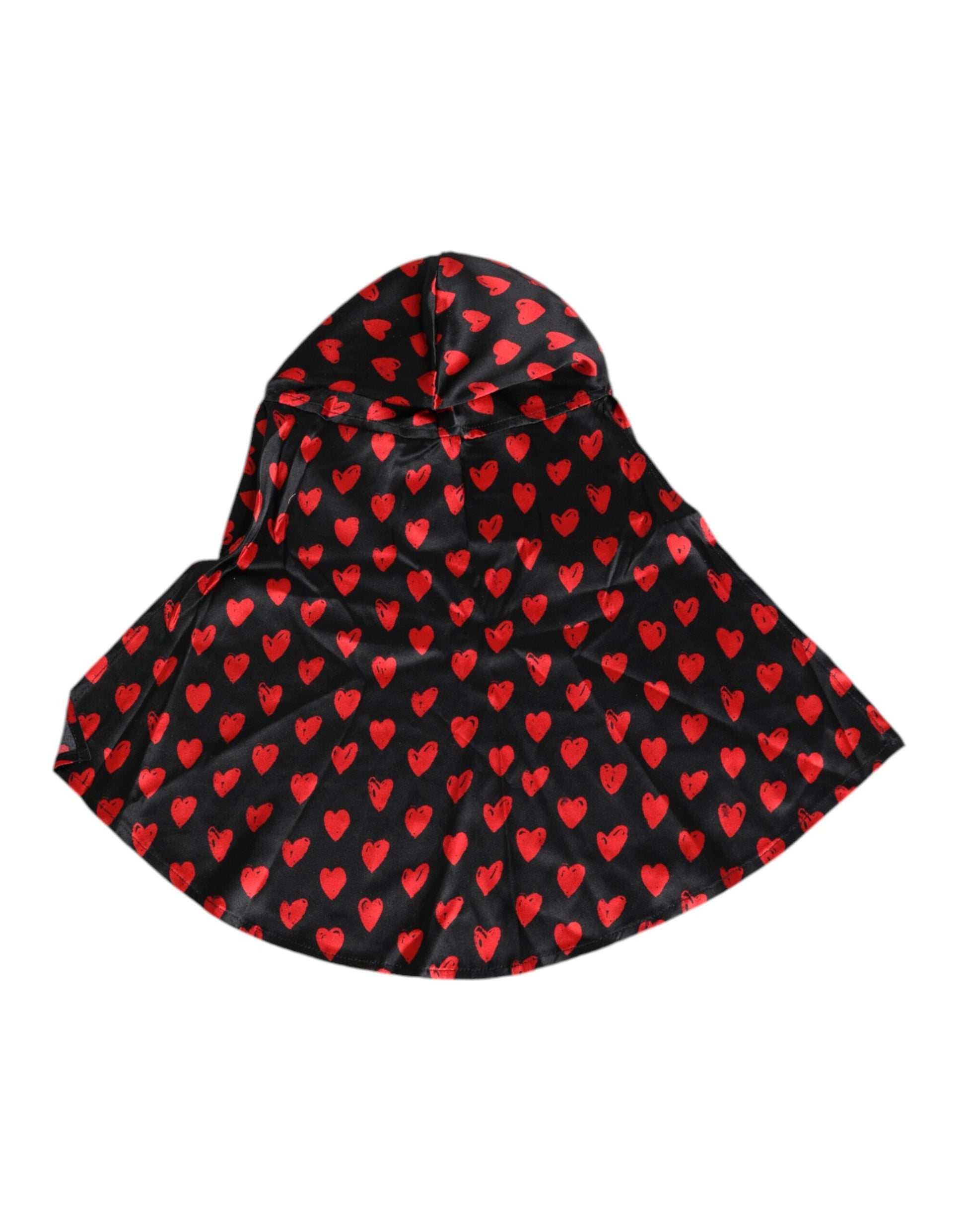 Black Red Hearts Polyester Hat