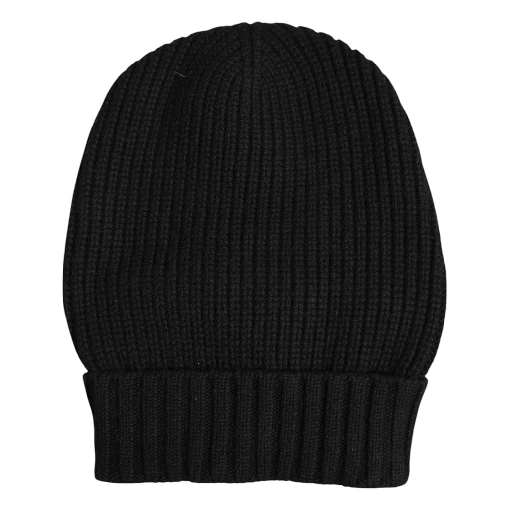 Black Cashmere Knitted Winter Beanie Hat