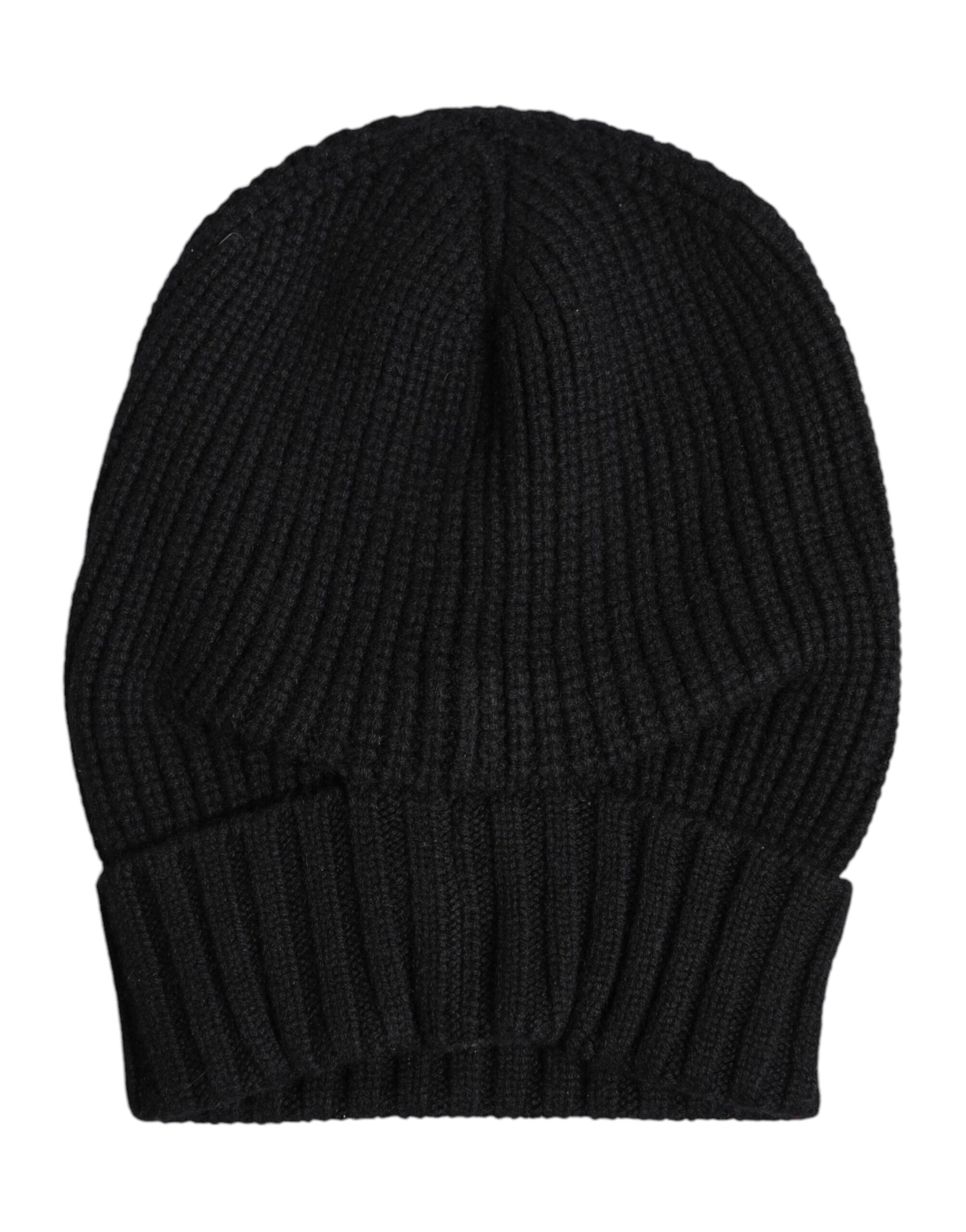 Black Cashmere Knitted Winter Beanie Hat