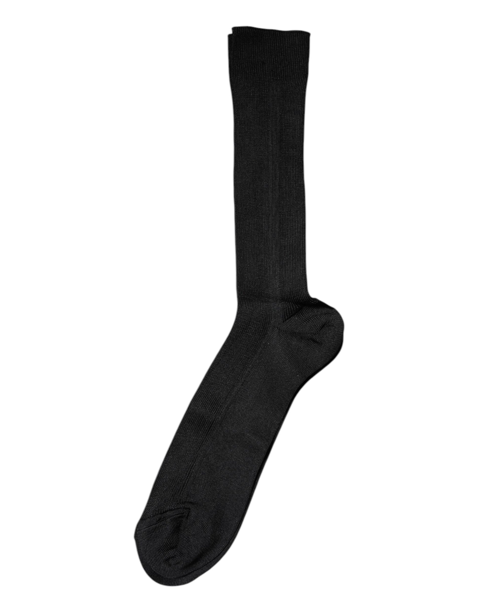 Black Cotton DG Logo Mid Calf Men Socks