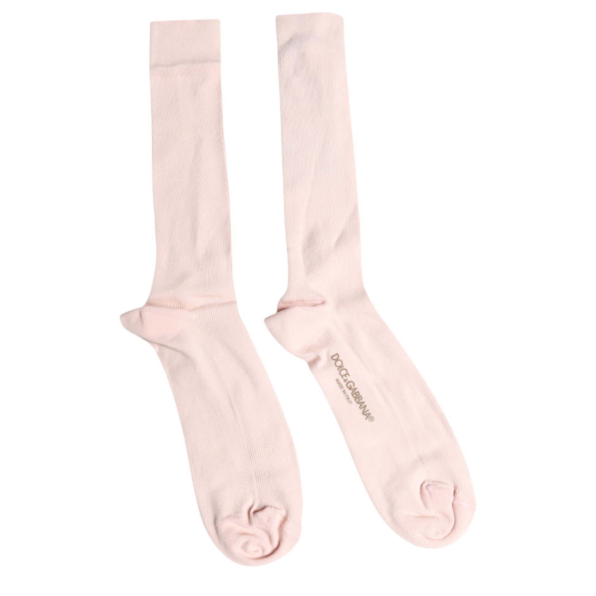 Ivory Cotton Stretch Logo Over Calf Socks