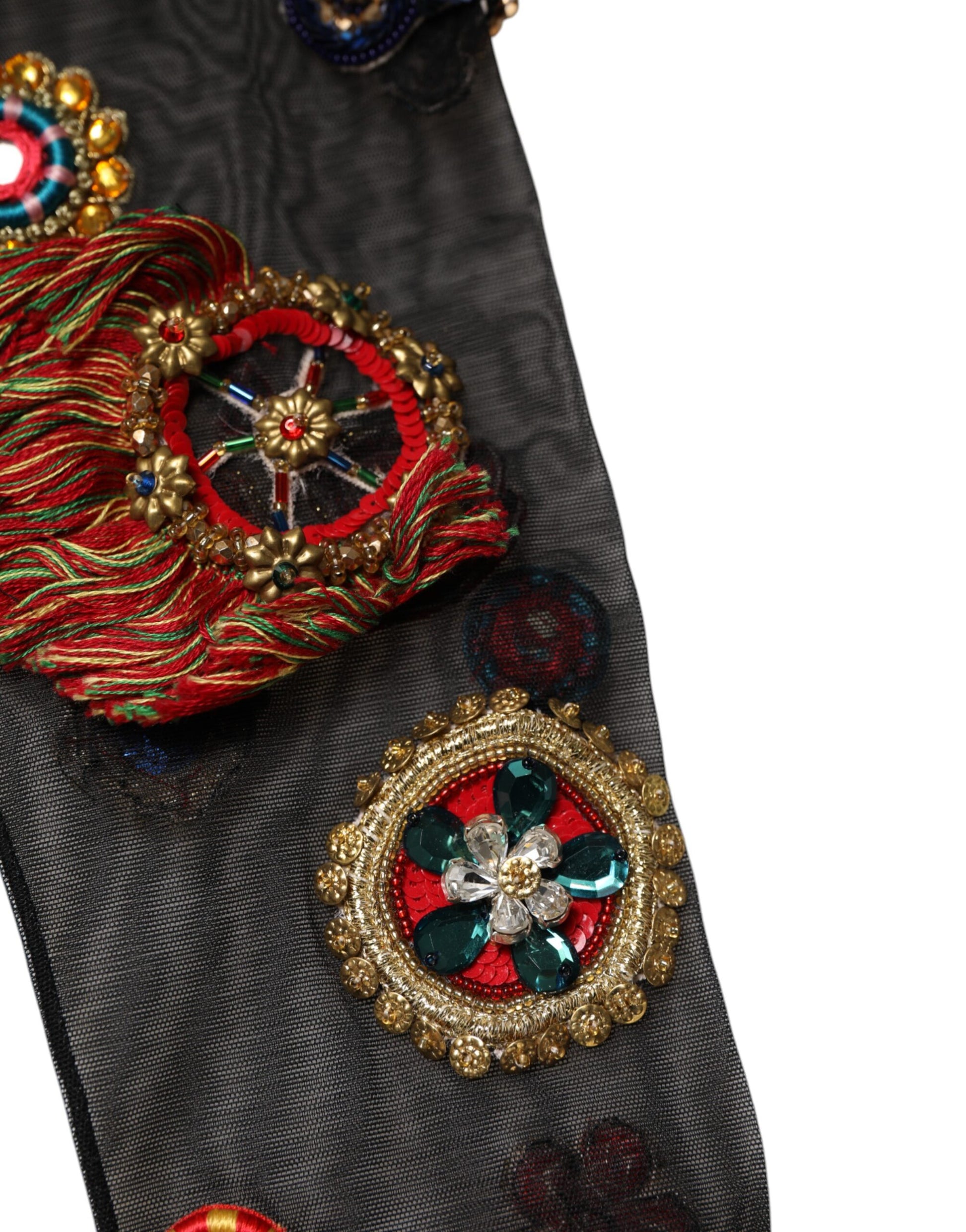 Black Stretch Carretto Crystal Stockings Socks