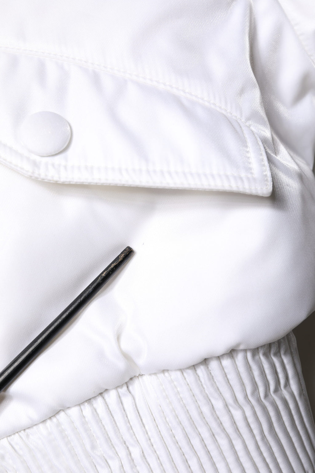 White Nylon Full Zip Cropped Bomber Jacket