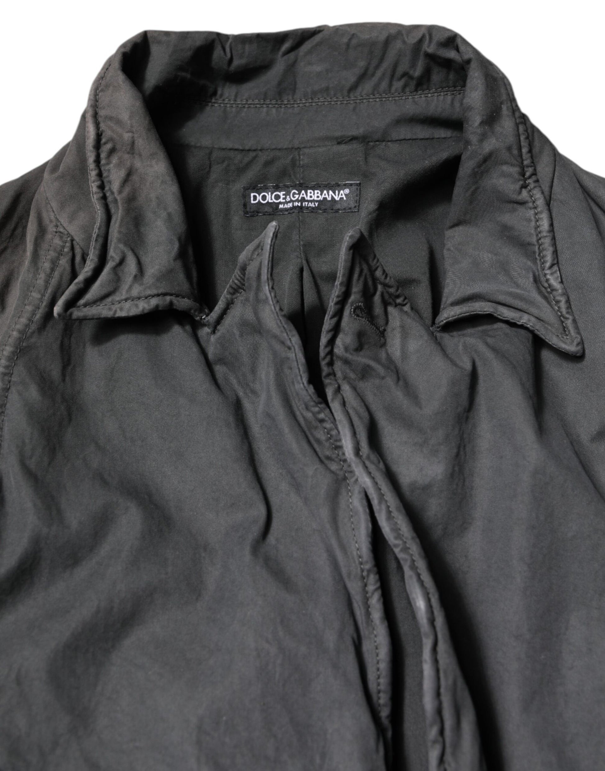 Black Solid Cotton Collared Coat Jacket