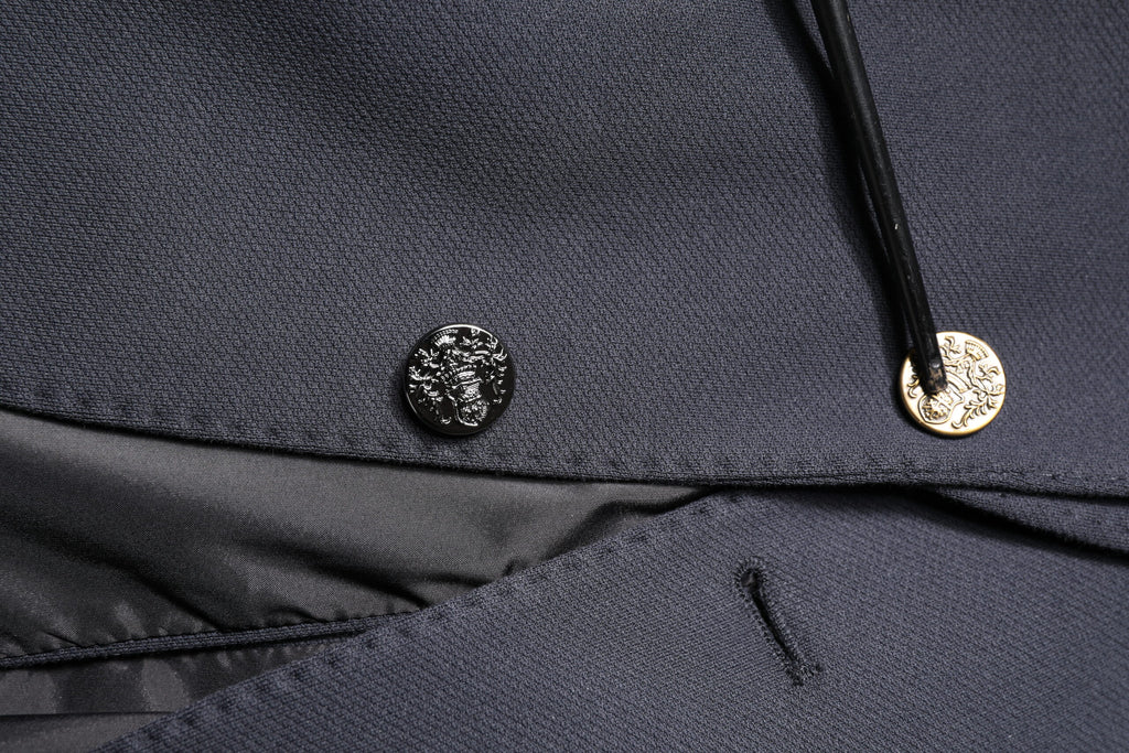 Dark Blue Cotton Men Jacket Coat Suit Blazer