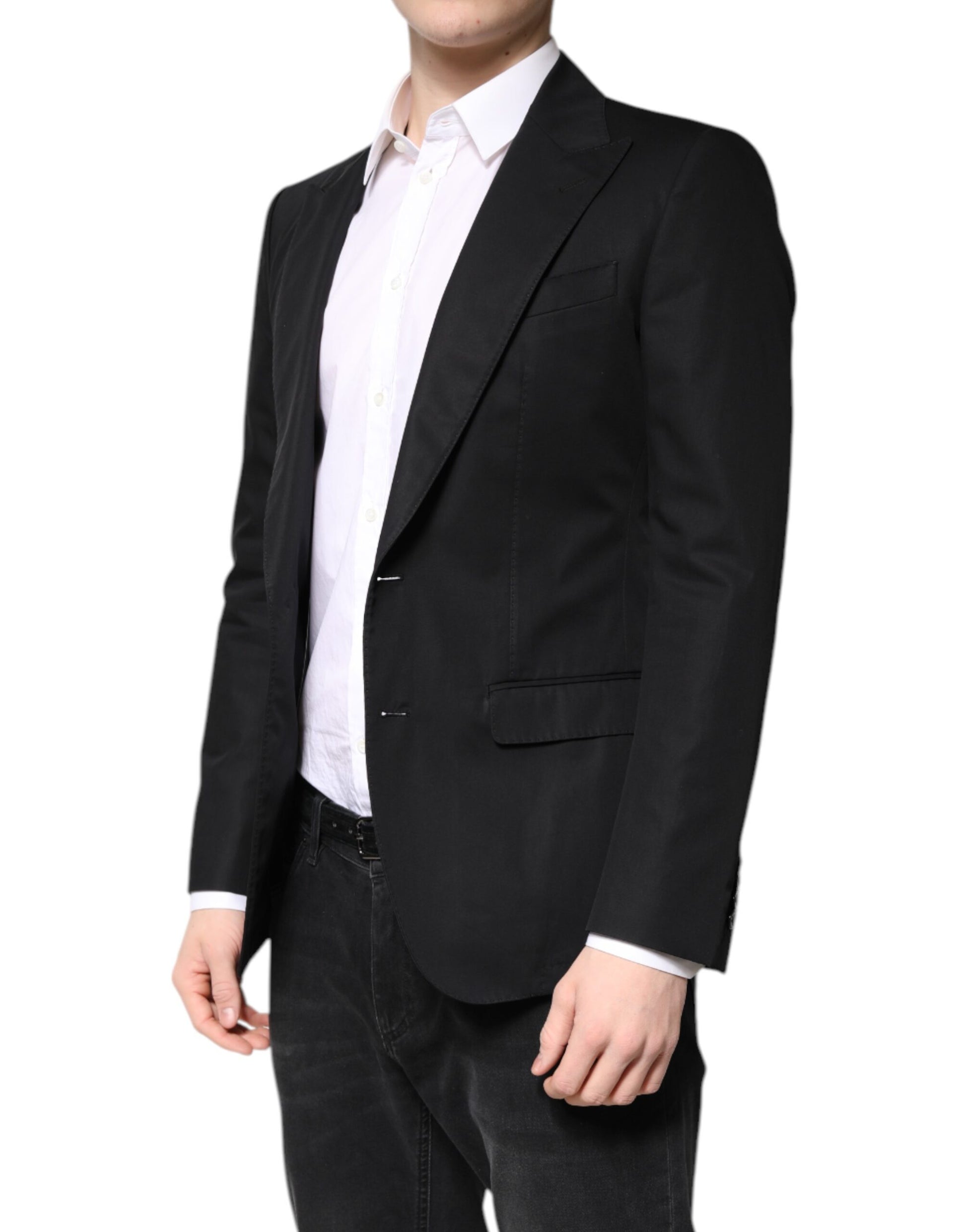 Black Cotton Single Breasted Men Coat Blazer
