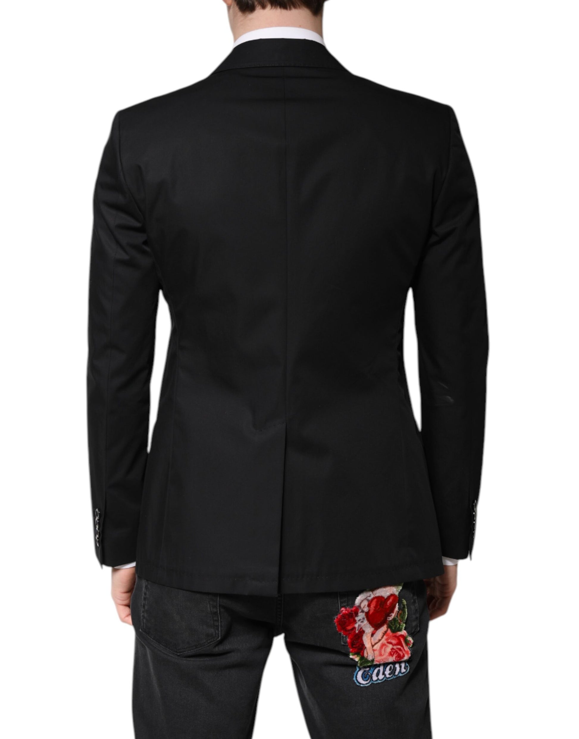 Black Cotton Single Breasted Men Coat Blazer