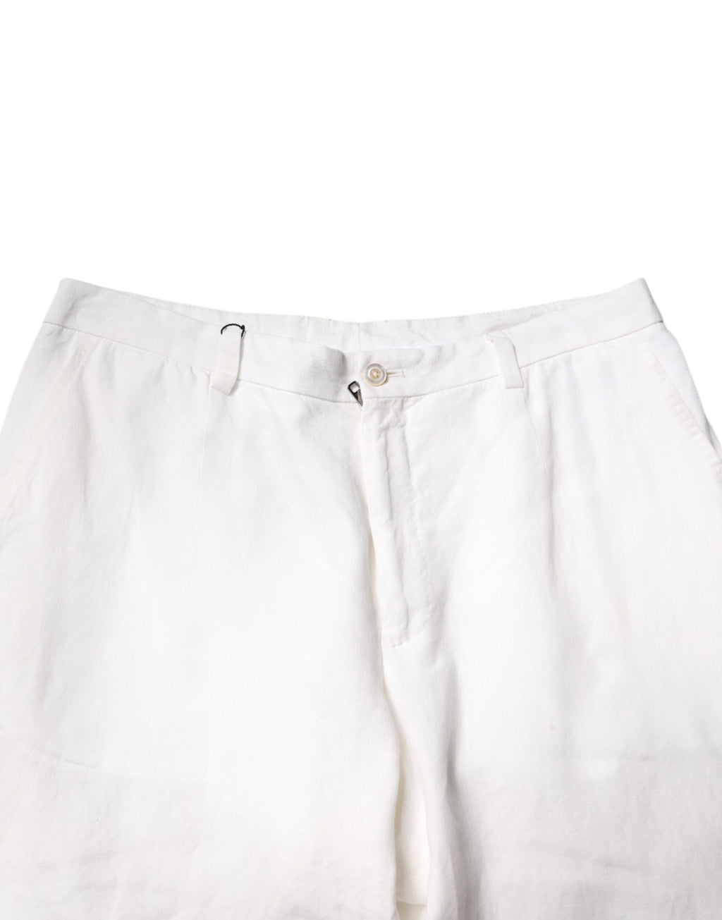 White Linen Mid Waist Men Dress Pants
