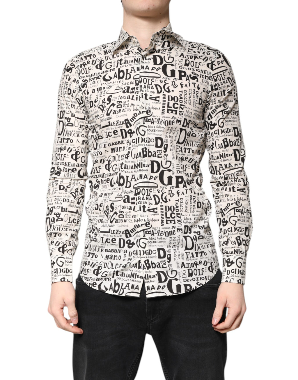 White Black Logo MARTINI Men Casual Shirt