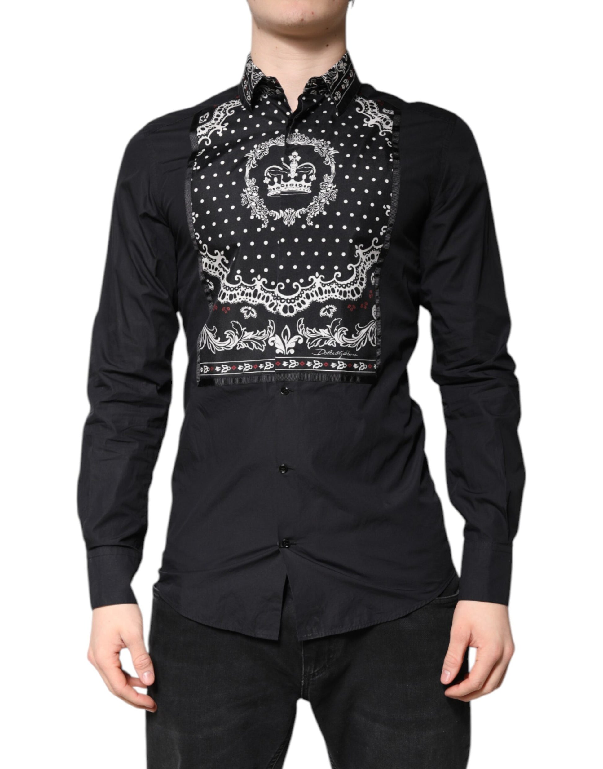 Black White Bandana GOLD Formal Dress Shirt