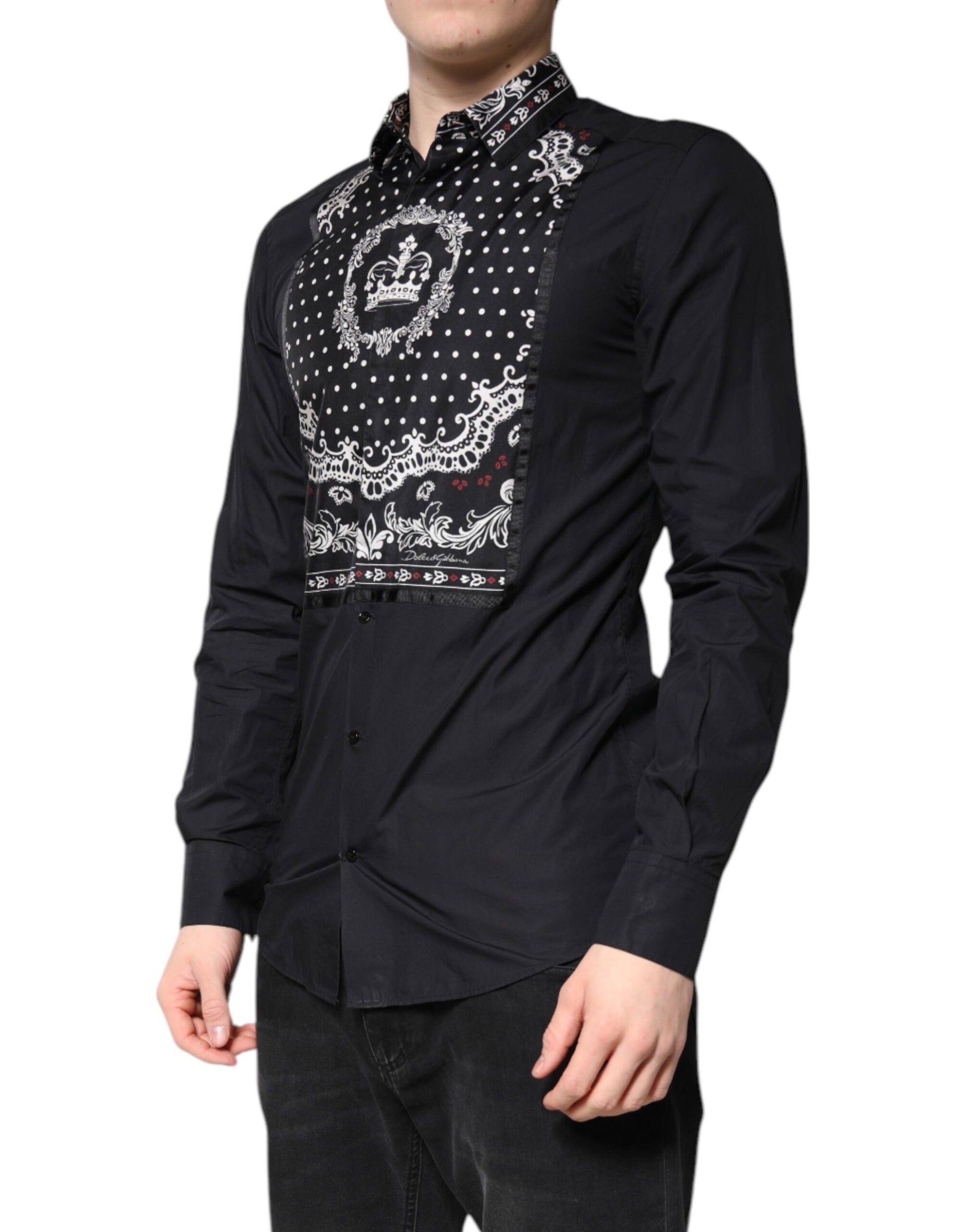 Black White Bandana GOLD Formal Dress Shirt