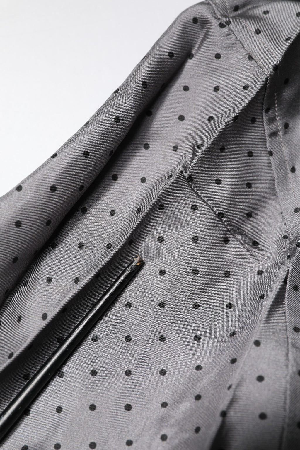 Gray Polka Dot Silk Long Sleeve Shirt