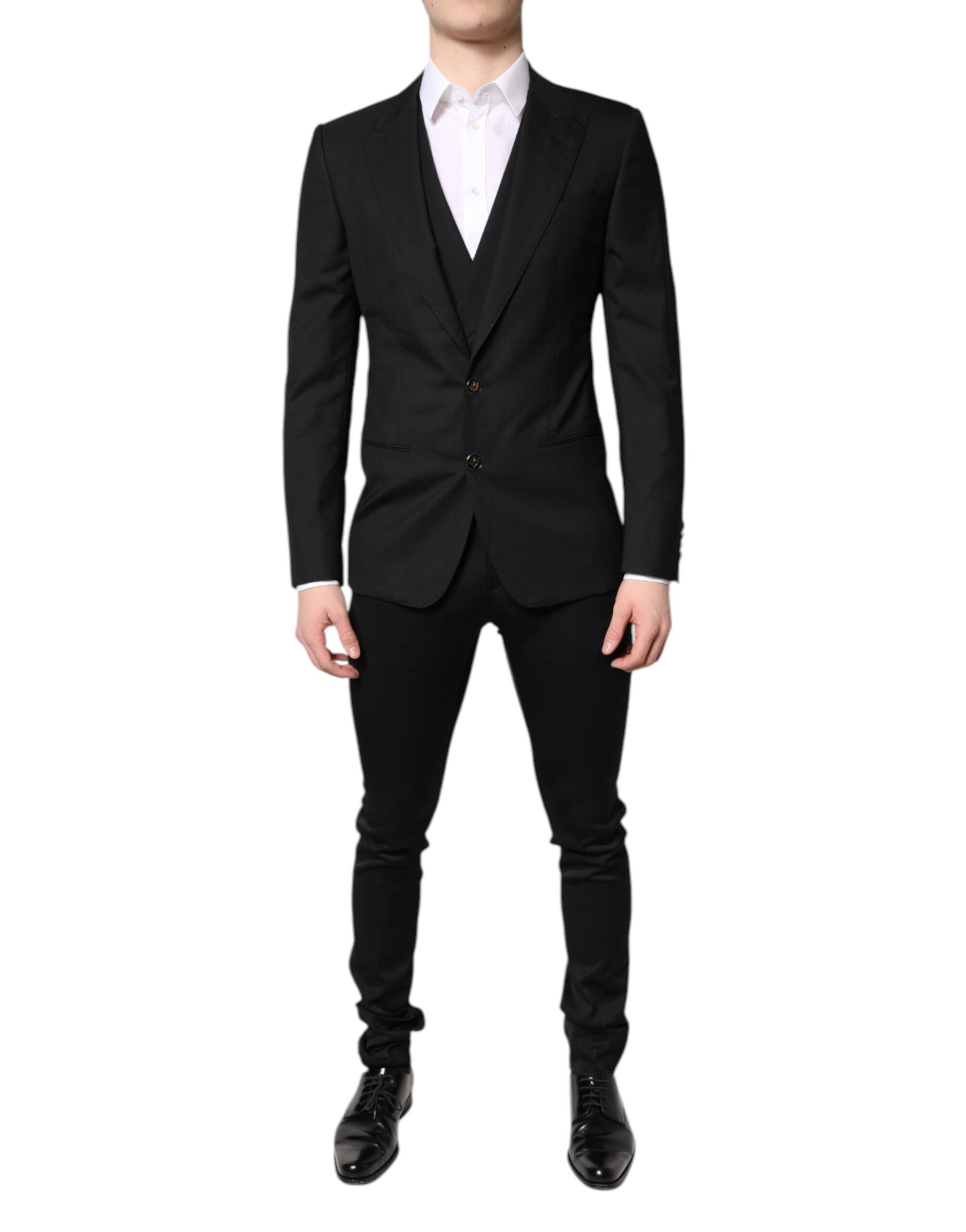 Black Single Breasted Formal Blazer with Vest