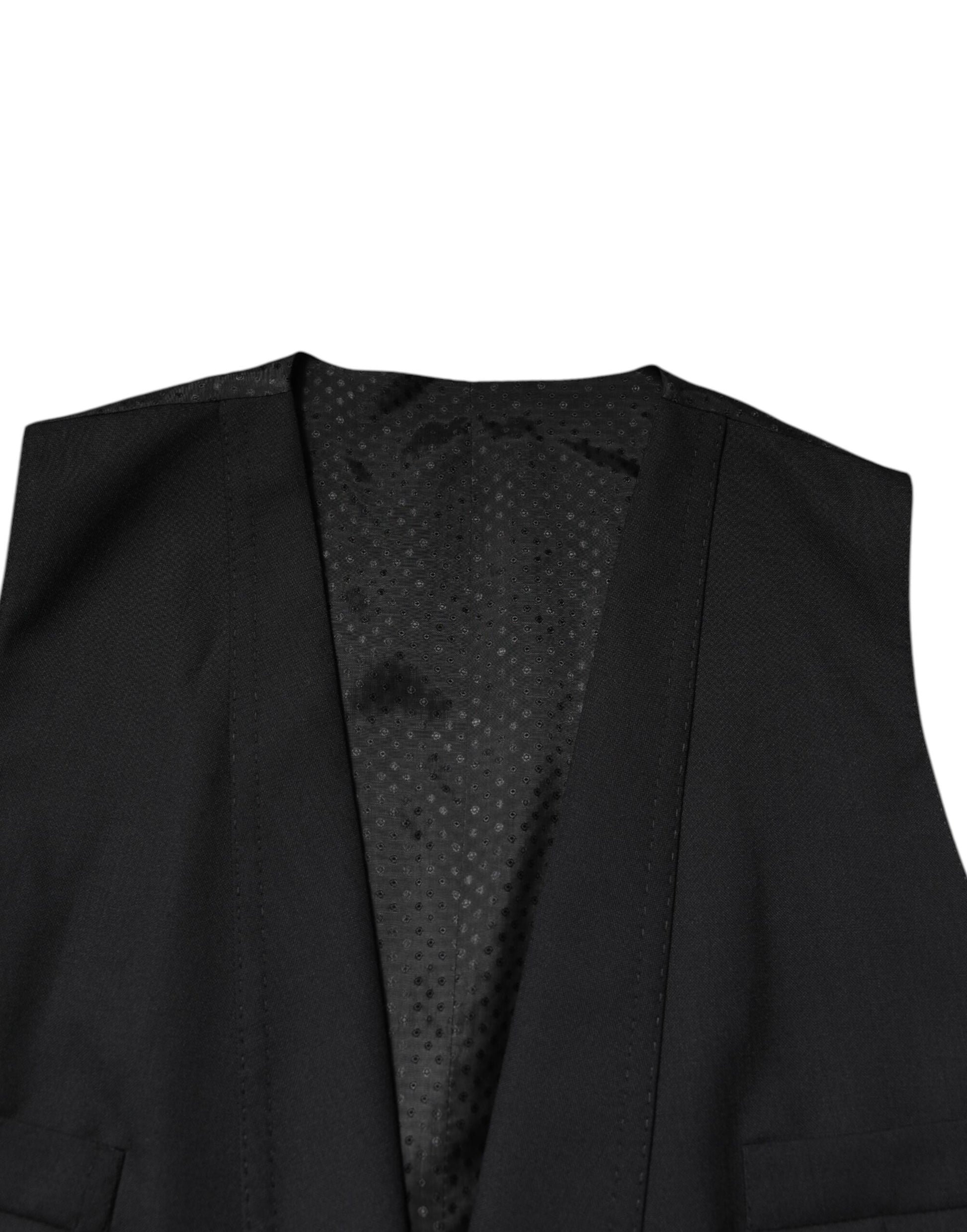 Black Single Breasted Formal Blazer with Vest