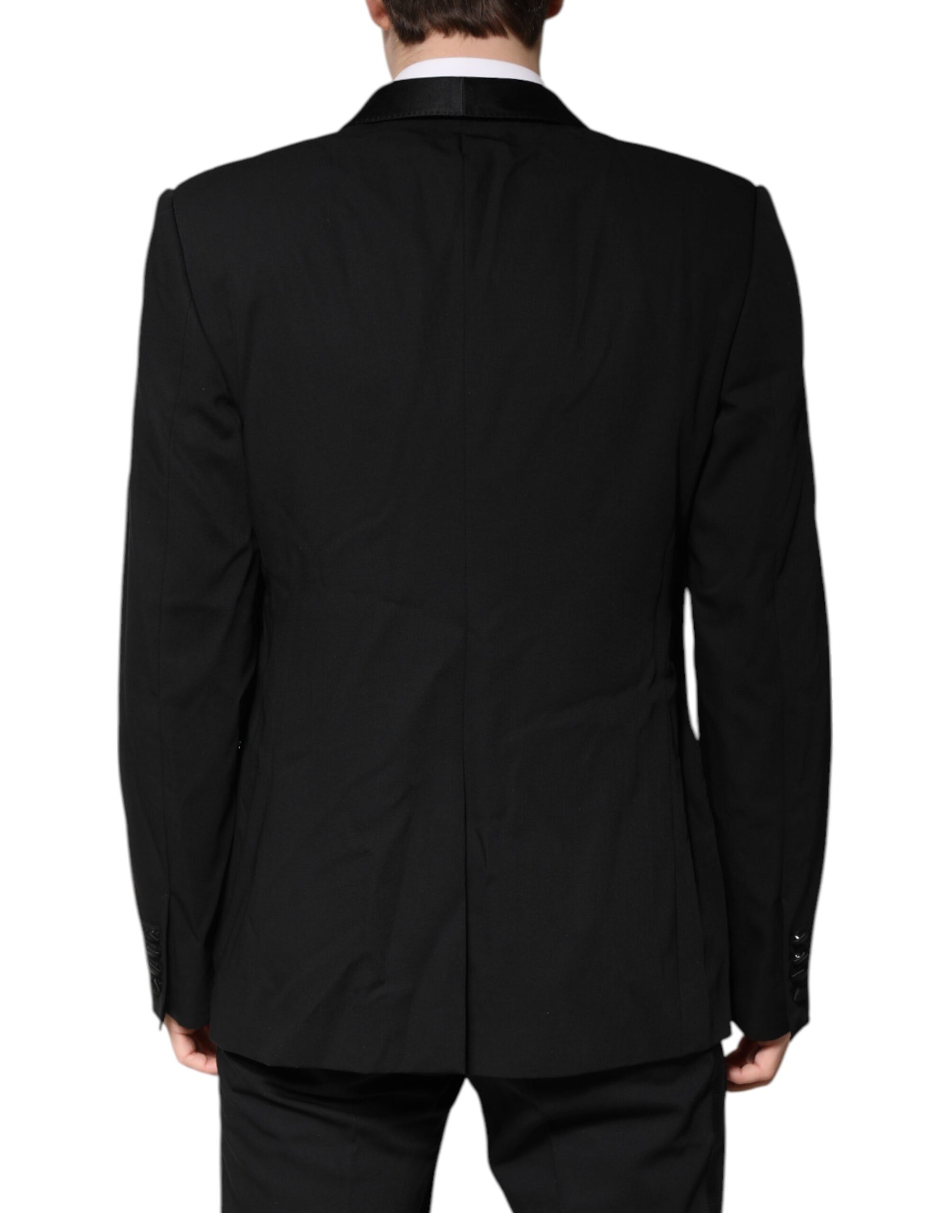 Black Wool Single Breasted 2 Piece Suit