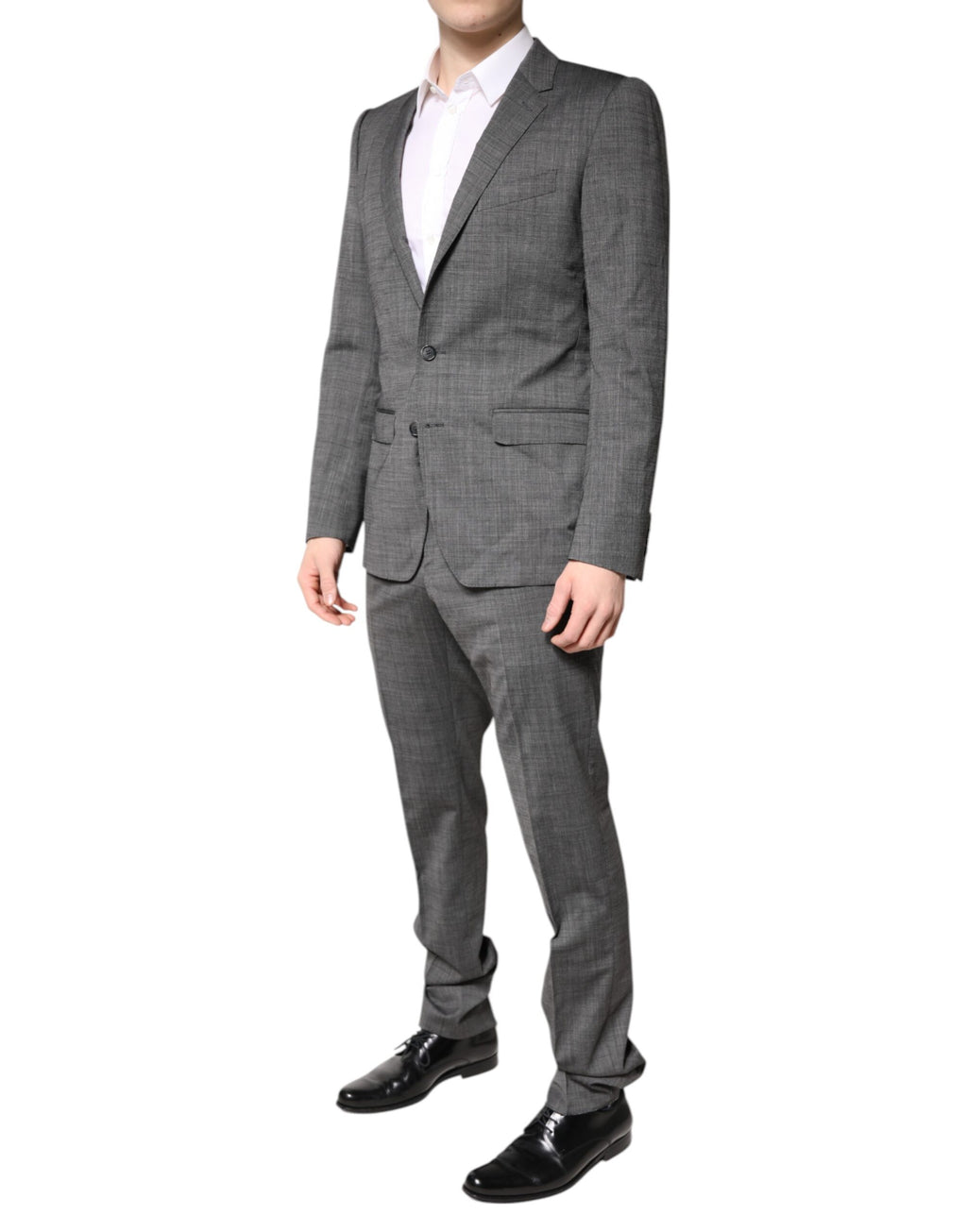 Gray Wool Single Breasted 2 Piece Suit
