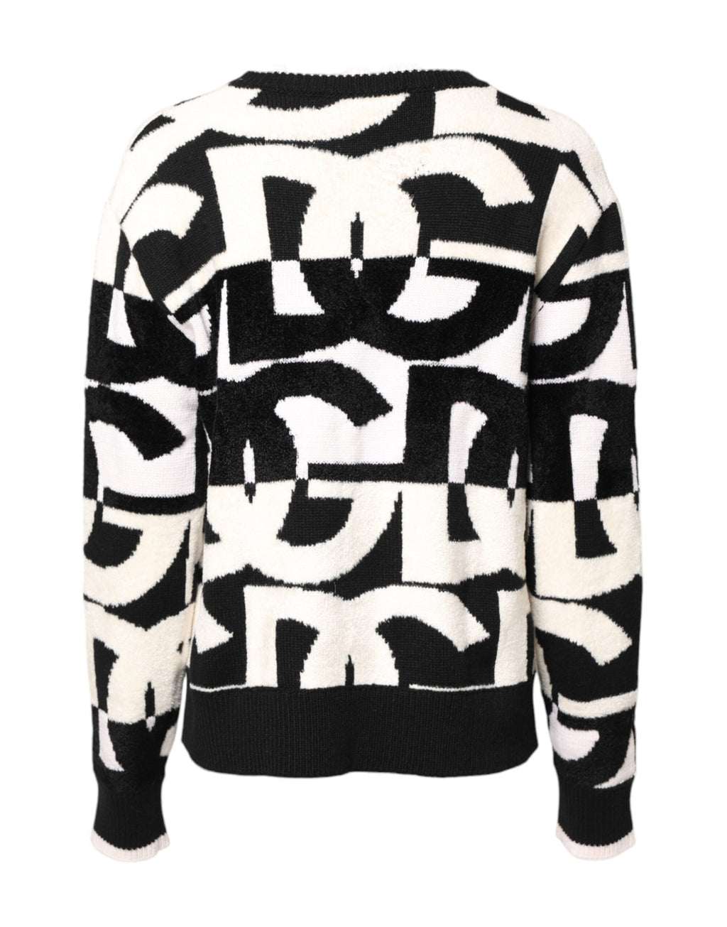 White Black Logo Print Women Pullover Sweater
