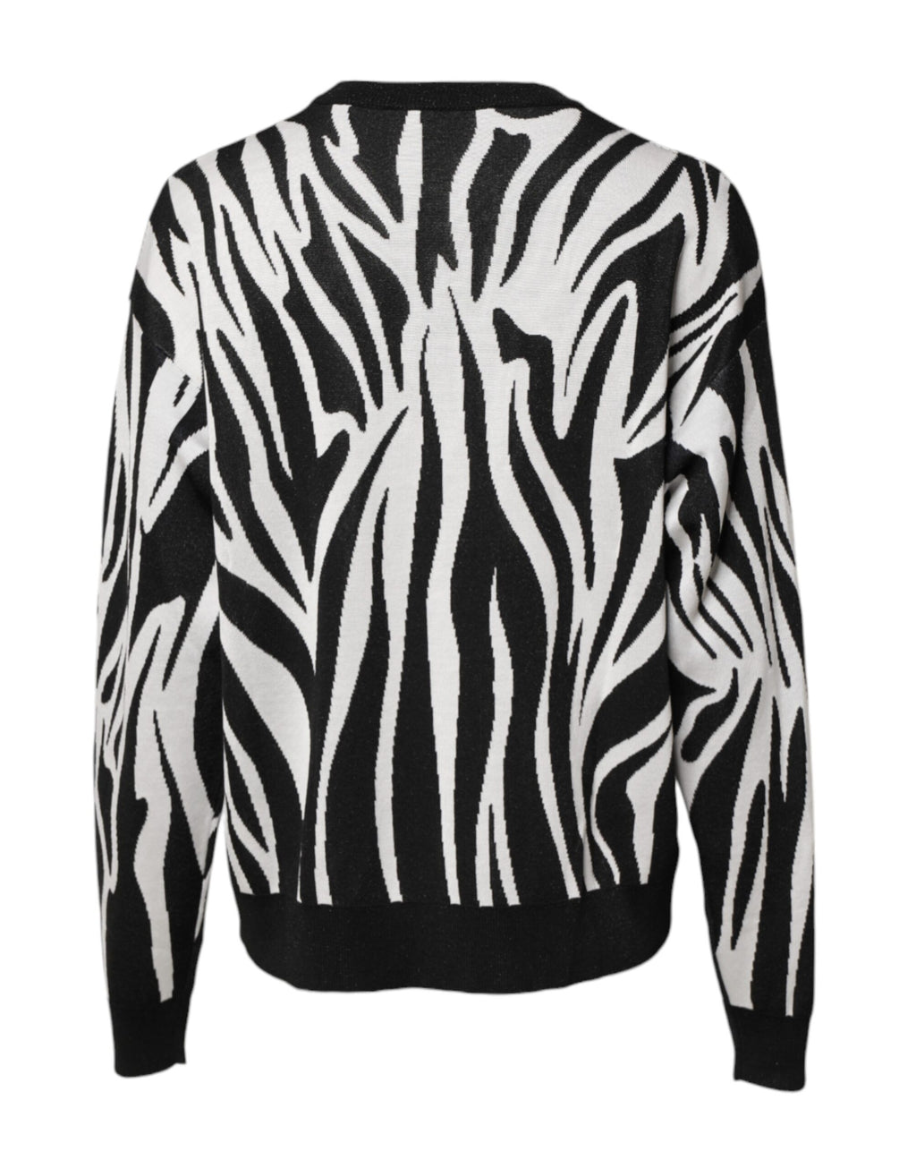 Black White Print Women Pullover Sweater