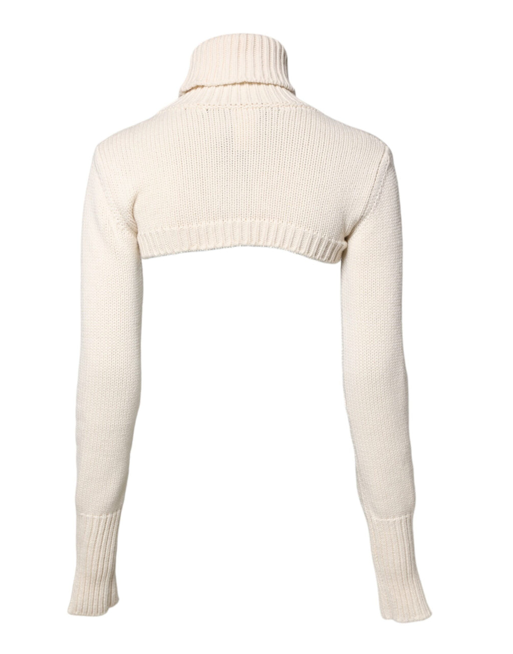 Ivory Cashmere Turtleneck Cropped Top Sweater