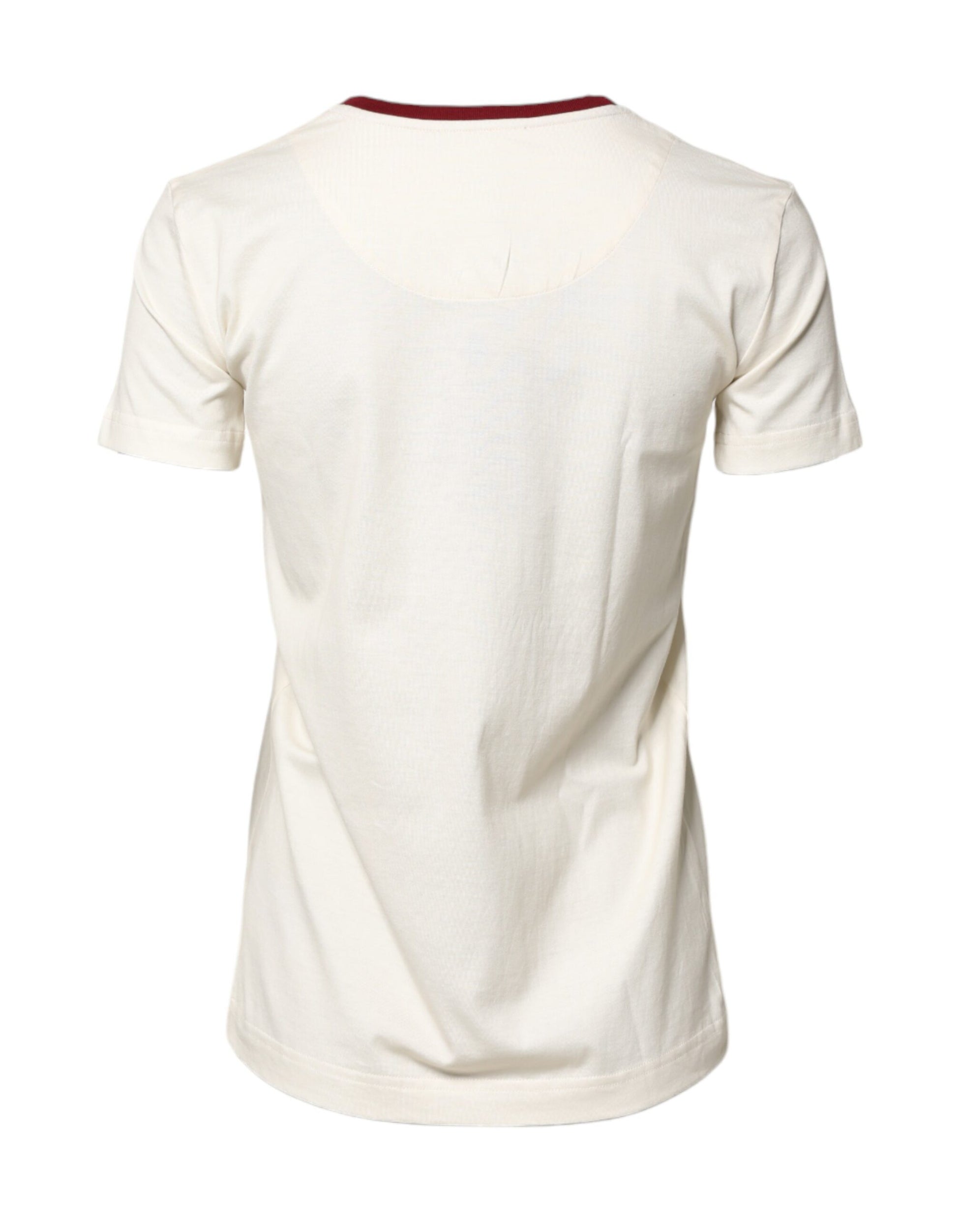 White Cotton Print Short Sleeves Top T-shirt