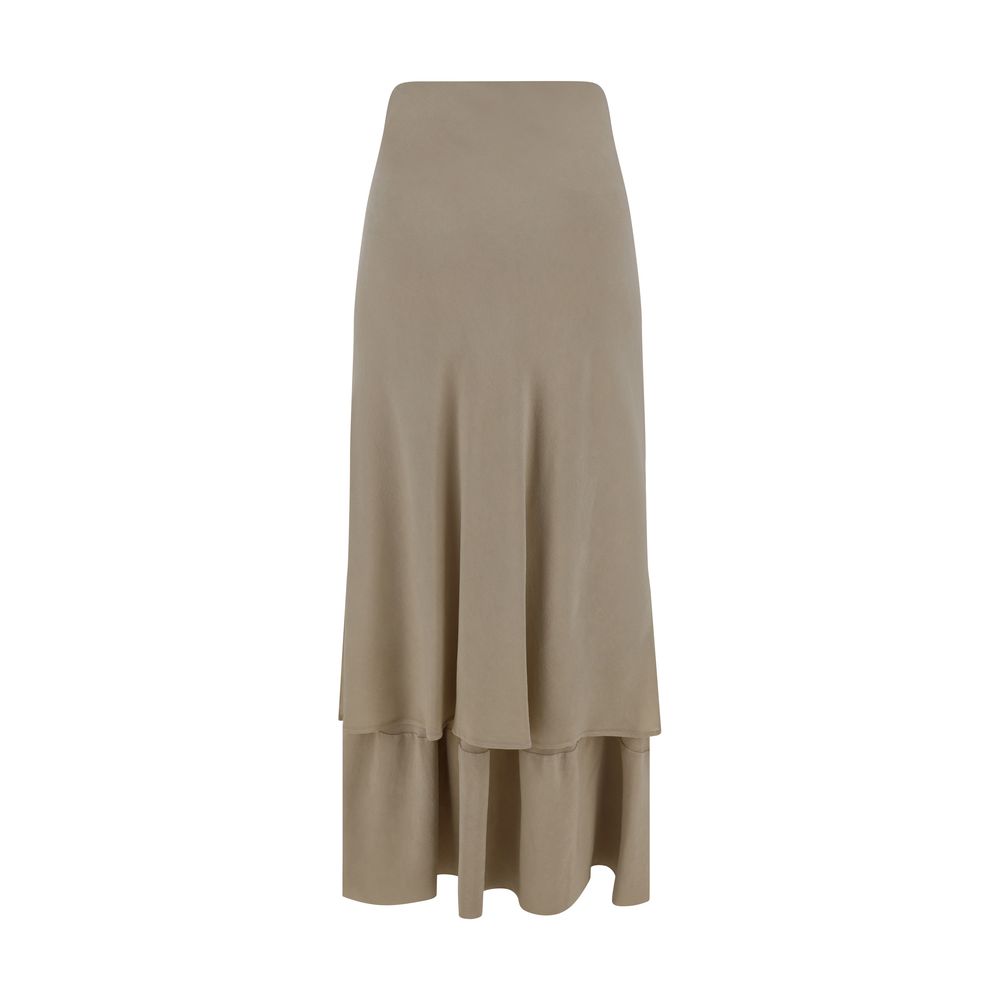 Beige Silk Long Skirt