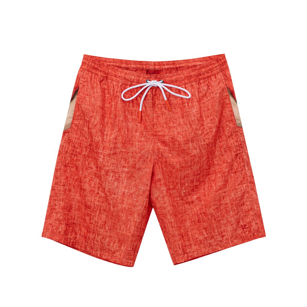 Red Polyester Swim Shorts
