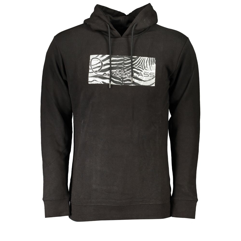Black Cotton Men's Hooded Sweatshirt