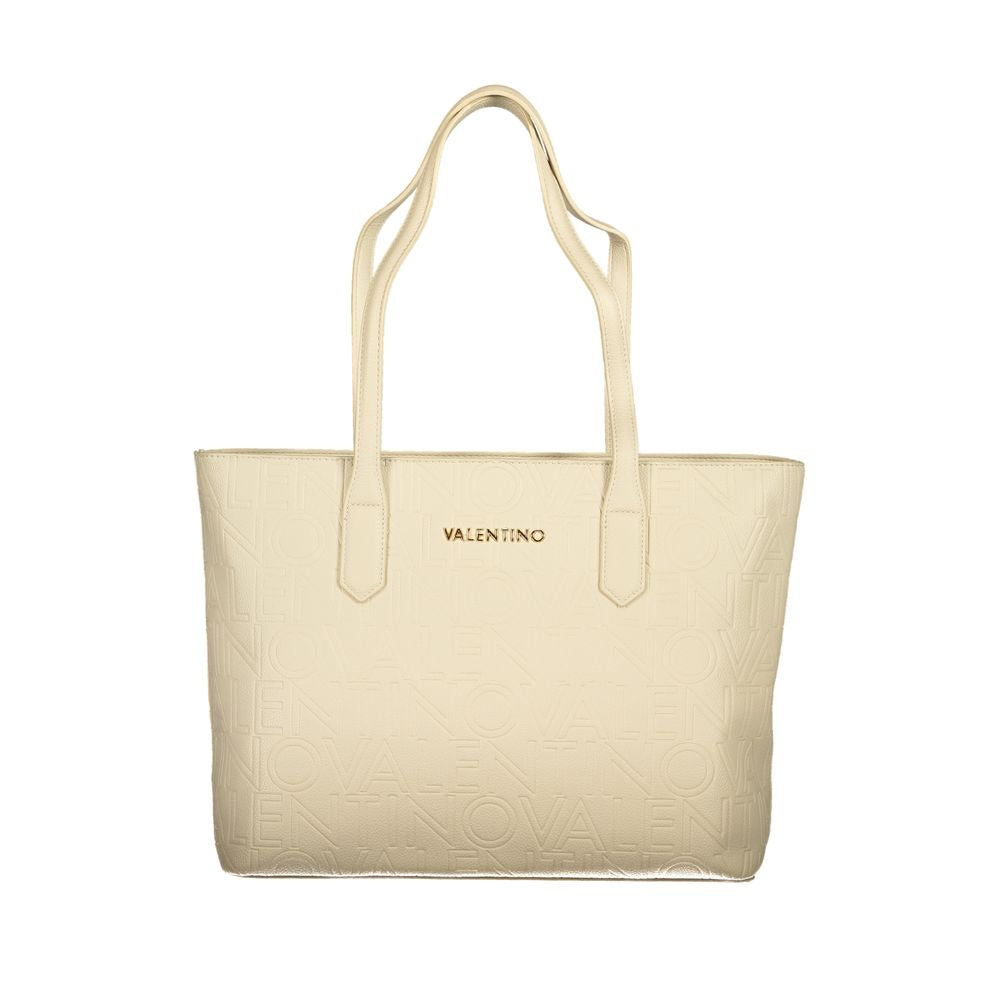 Beige Polyurethane Women Handbag