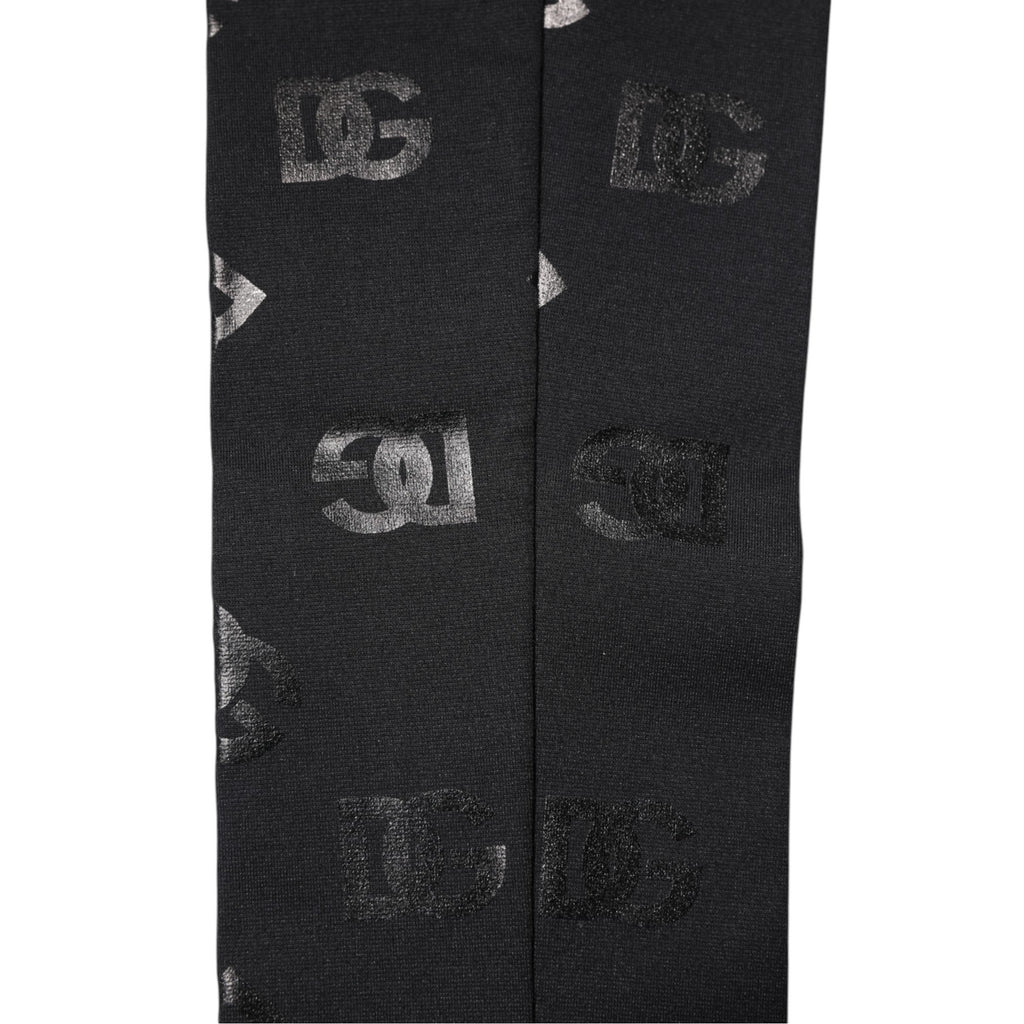 Black DG Logo Monogram Wool Stretch Arm Sleeves