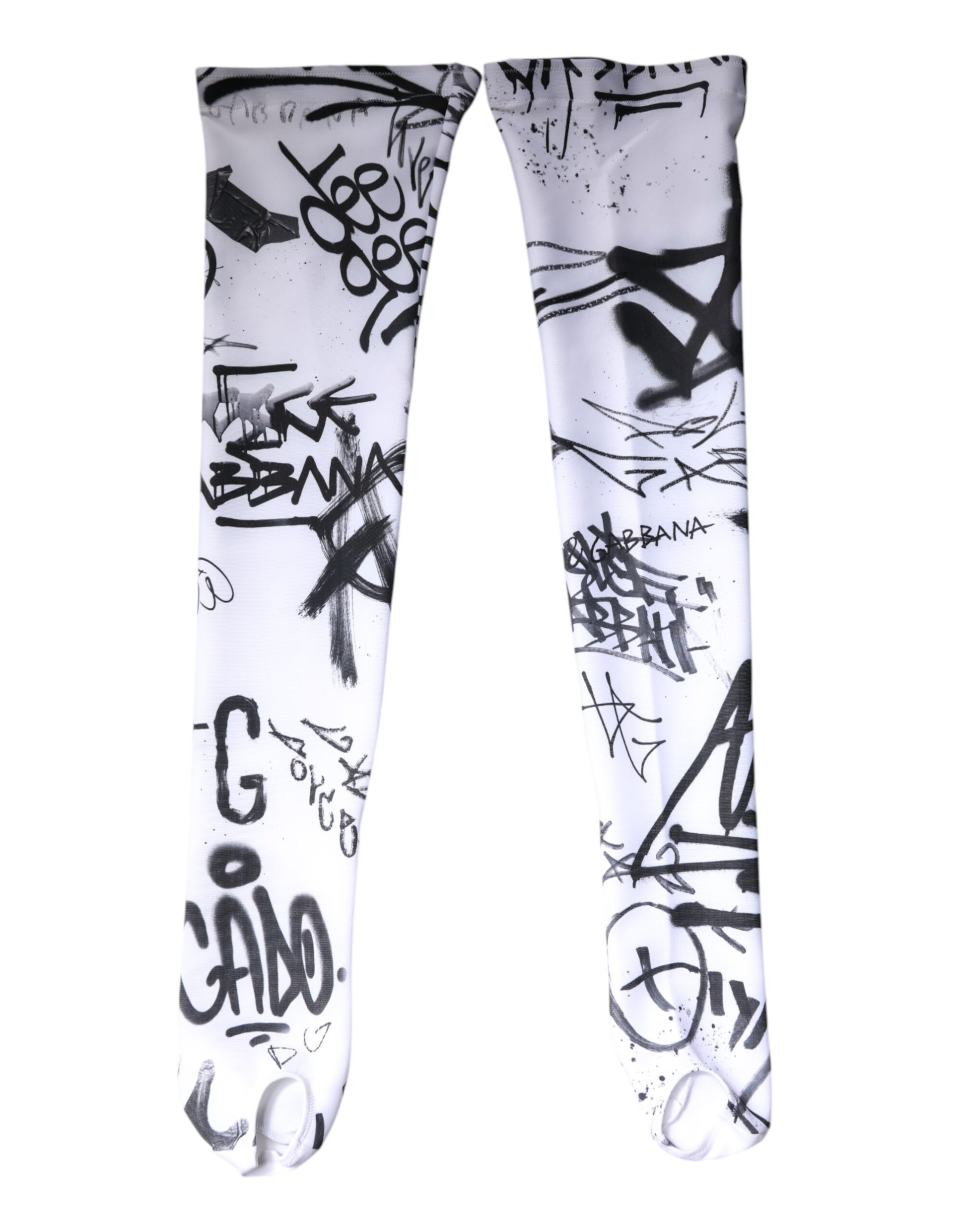 White Graffiti Cotton Over Calf Stockings Socks