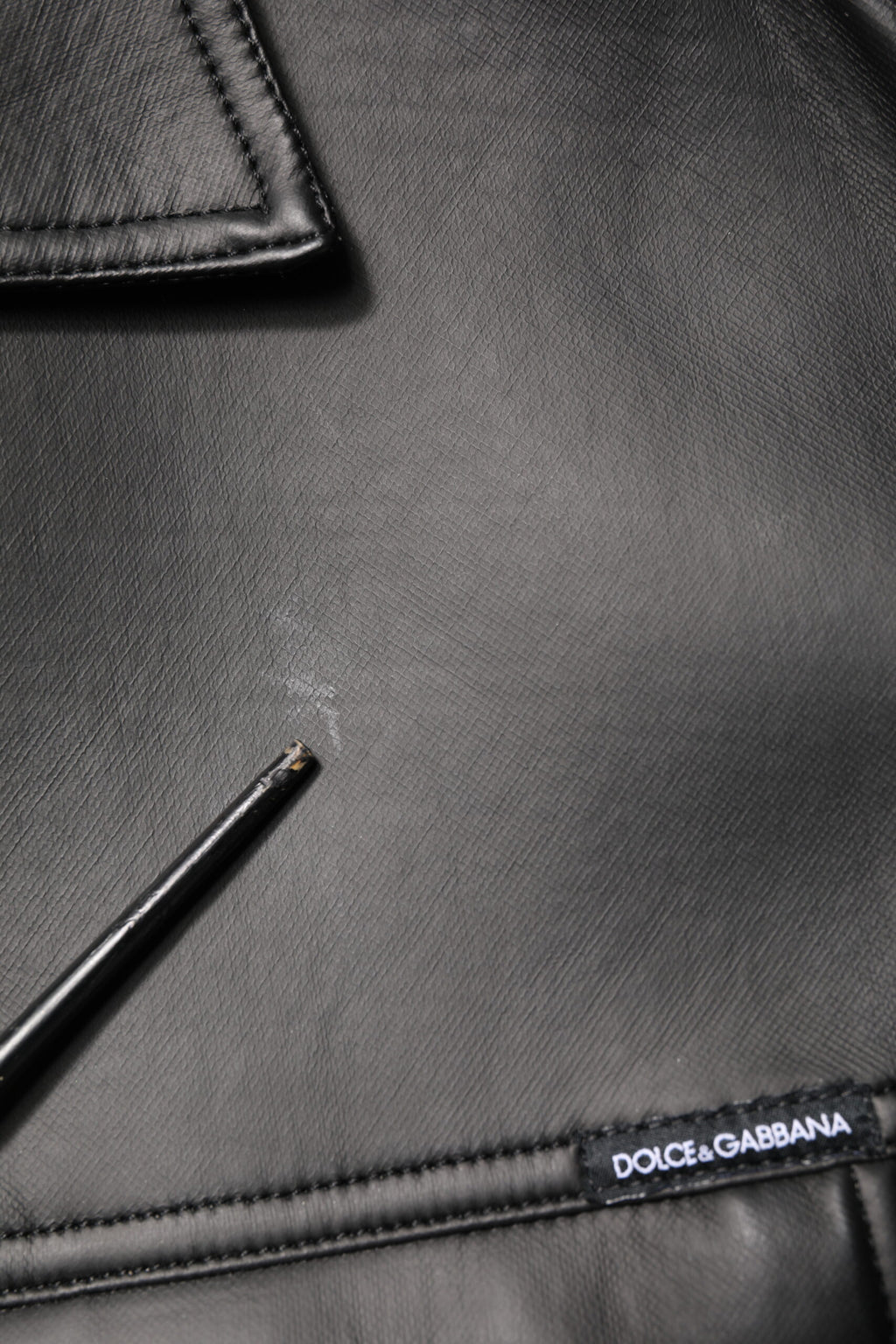 Black Polyester Button Down Biker Jacket