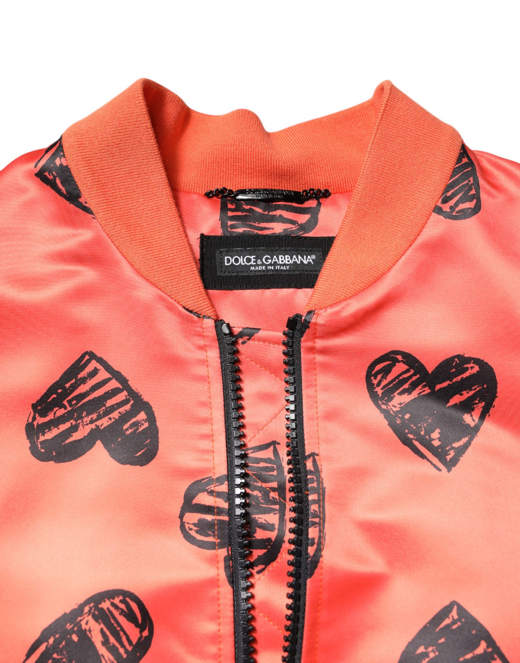 Orange DG Heart Full Zip Men Bomber Jacket