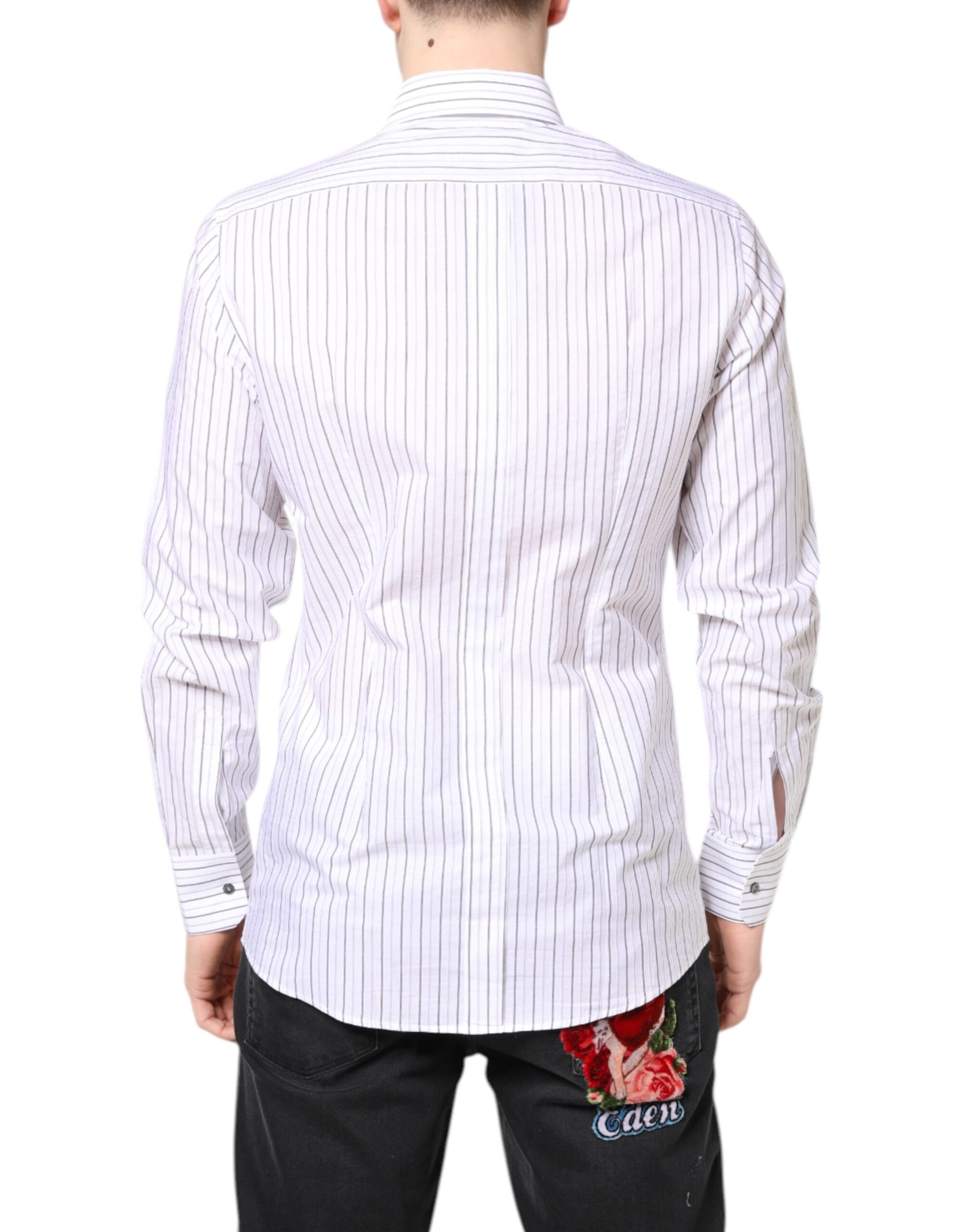 White Stripes Cotton GOLD Formal Dress Shirt