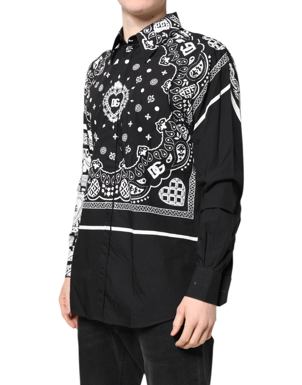 Black White Bandana MARTINI Men Dress Shirt