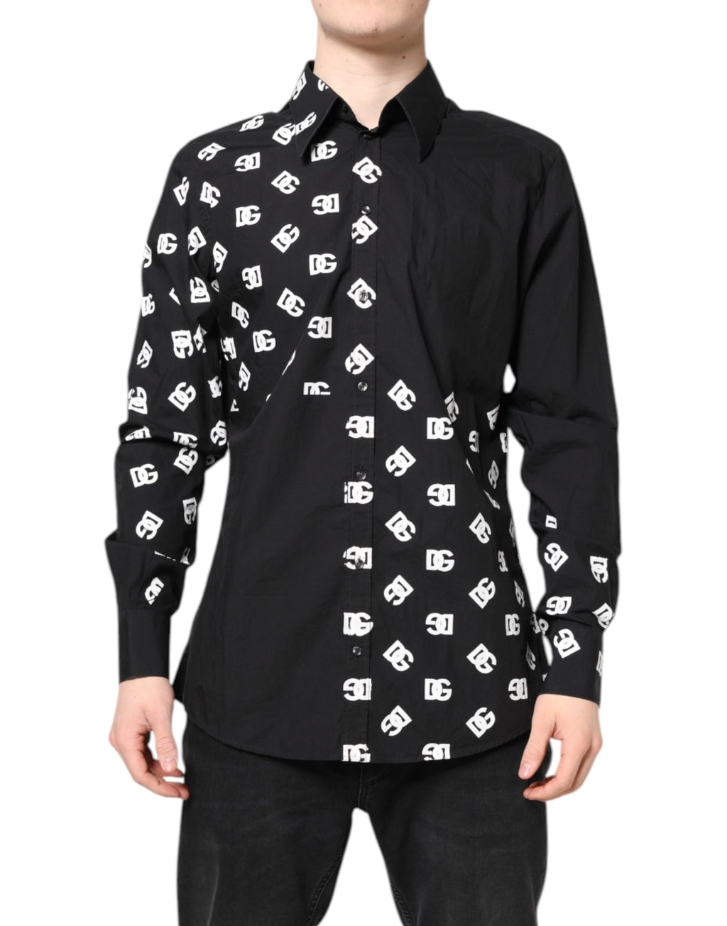 Black DG Logo Cotton MARTINI Dress Shirt