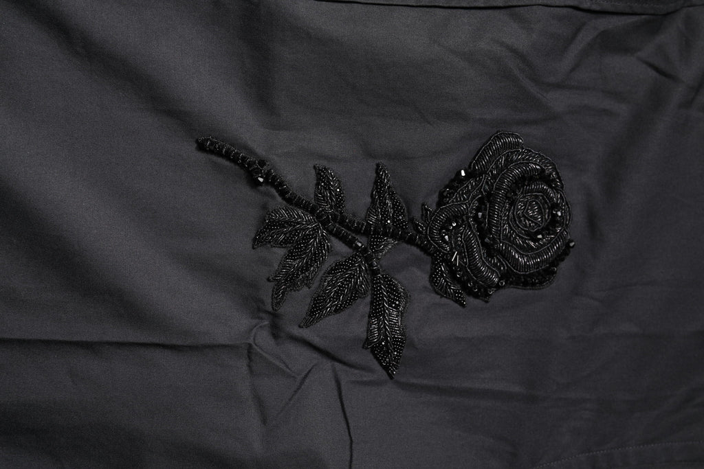 Black Floral Gold Cotton Dress Formal Shirt