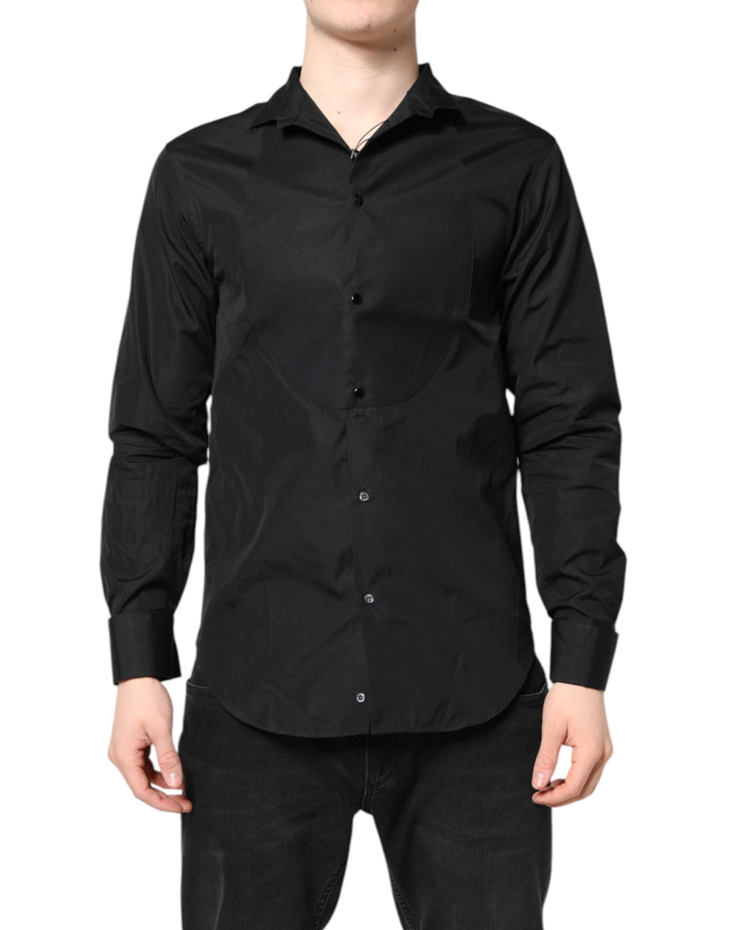 Black Cotton Long Sleeves Men Formal Dress Shirt